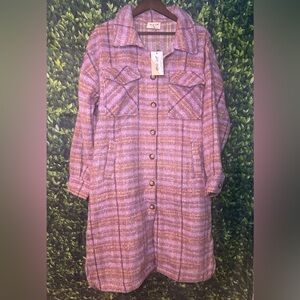 Very J Purple Plaid Trench Coat